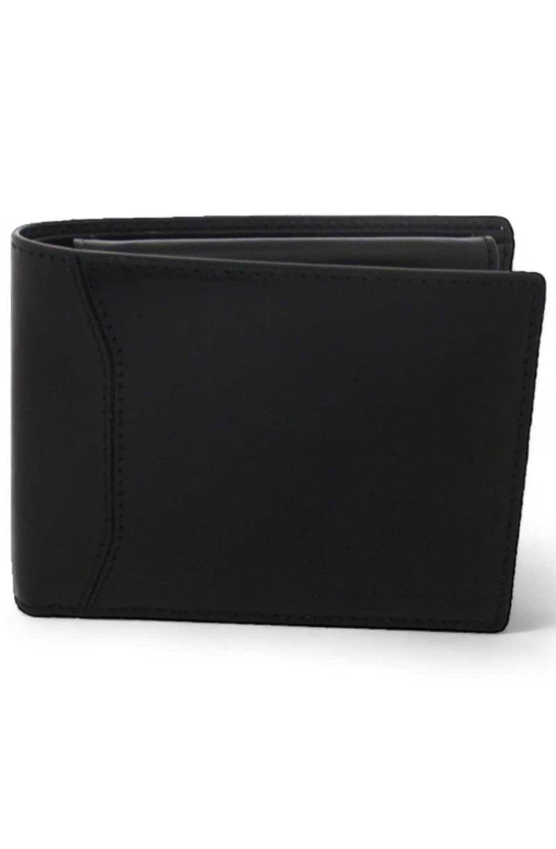 Uomo Vera Pelle Slim Pieghevole IN Tre Portafoglio Nero Nuovo - Foto 7