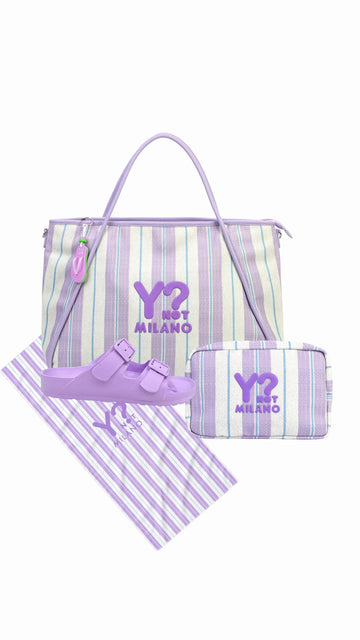 COORDINATO MARE BORSA MEDIA + NECESSAIRE+TELO MARE YNOT MISTRAL LILLA