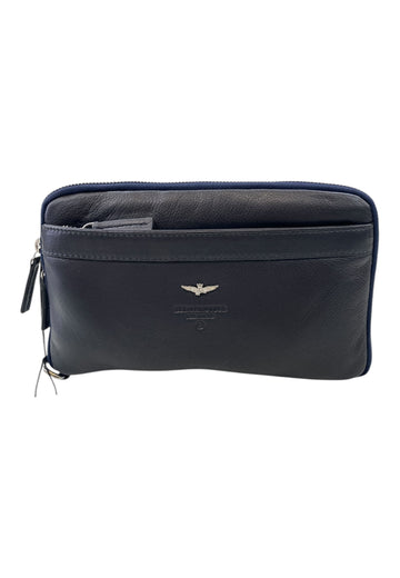 POCHETTE DA POLSO UOMO IN PELLE AERONAUTICA MILITARE AM-571 BLU