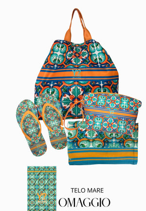 COORDINATO MARE BORSA MEDIA + NECESSAIRE+SANDALI+ PAREO YNOT LIPARI ORANGE