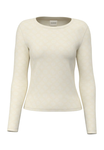 MAGLIA MANICHE LUNGHE DONNA GUESS V6BP15K7234 FW1B CREMA
