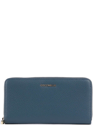 PORTAFOGLIO LUNGO ZIP AROUND DONNA COCCINELLE METALLIC SOFT E2MW5110401 B27 DEEP BLUE