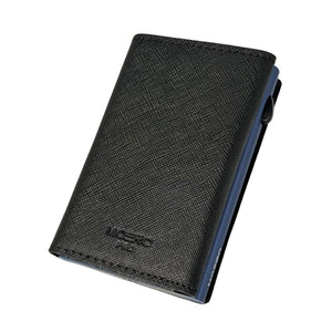 PORTAFOGLIO MOERO PRO CLASSICO SAFFIANO SPLIT NERO CON SCOCCA BLU MIDNIGHT