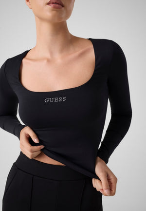 MAGLIA MANICHE LUNGHE DONNA GUESS V6BP05K6318 JBLK NERO