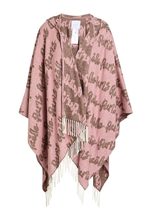 PONCHO MANTELLA CON CAPPUCCIO DONNA GAELLE GAACW02540 ROSA-BROWN
