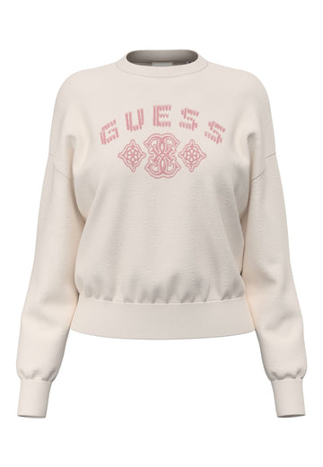 FELPA GIROCOLLO DONNA GUESS V6BQ16K6350 G012 OFF WHITE