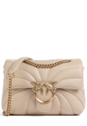 BORSA PINKO LOVE PUFF MINI BUTTERFLY 100039 A1EX C50Q BEIGE GRIGIO FUMO