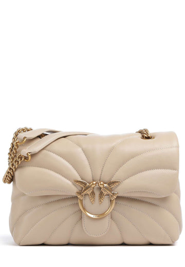 BORSA PINKO LOVE PUFF CLASSIC BUTTERFLY 100038 A1EX C50Q BEIGE GRIGIO FUMO