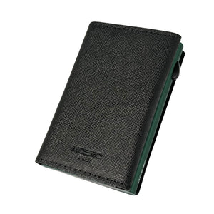 PORTAFOGLIO MOERO SAFFIANO PRO CON ZIP NERO-VERDE ALPINO