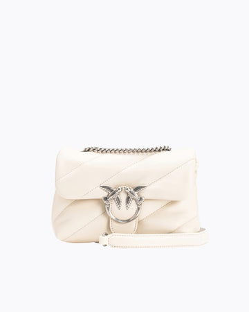 BORSA PINKO LOVE MINI PUFF 100039 A0F2 Z14O BIANCO SETA SILVER