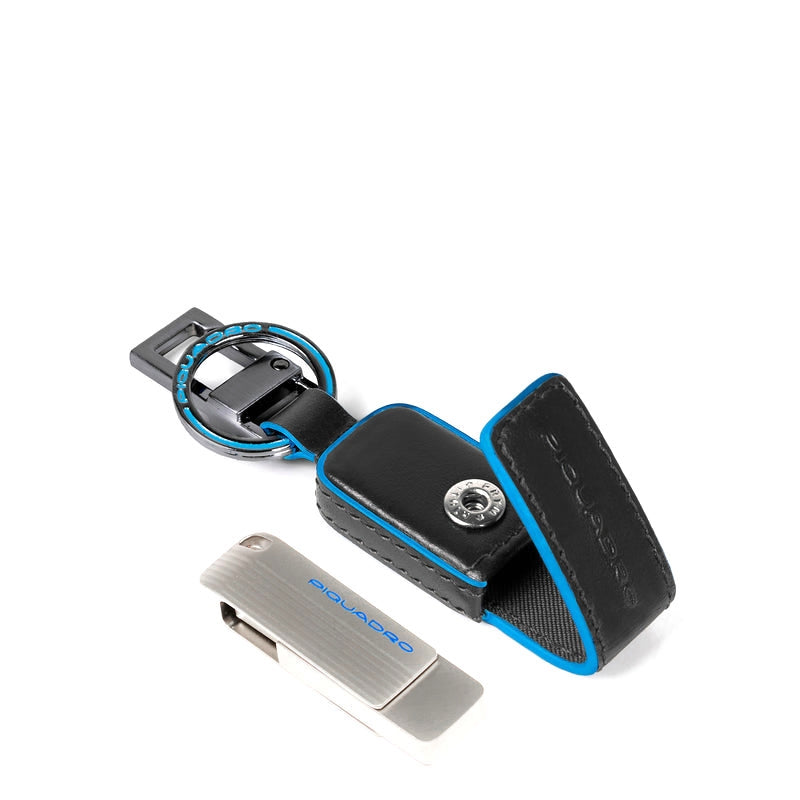 PORTACHIAVI CON CHIAVETTA USB PIQUADRO BLUE SQUARE AC6567B2 NERO