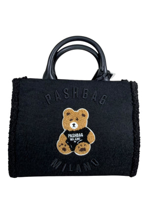 BORSA A MANO E TRACOLLA PASHBAG MARGE 20165 SHEPHERD WOOL BLACK