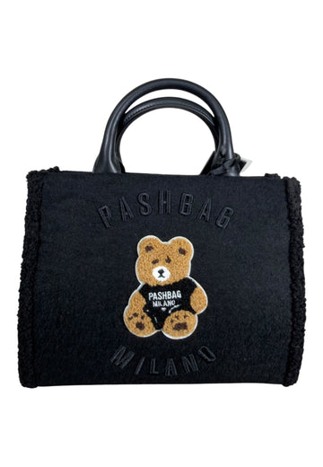 BORSA A MANO E TRACOLLA PASHBAG MARGE 20165 SHEPHERD WOOL BLACK