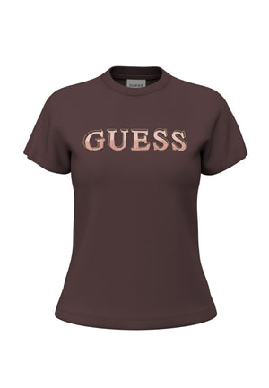 MAGLIA T-SHIRT MEZZA MANICA DONNA GUESS V6BI06K6273 A11R MARRONE
