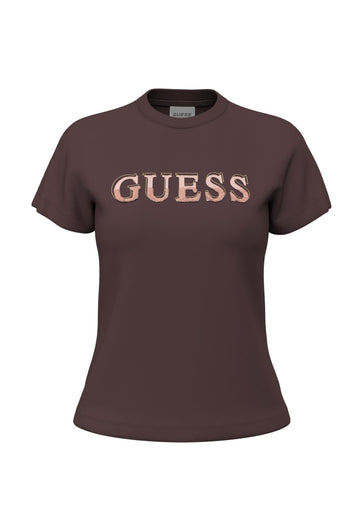 MAGLIA T-SHIRT MEZZA MANICA DONNA GUESS V6BI06K6273 A11R MARRONE
