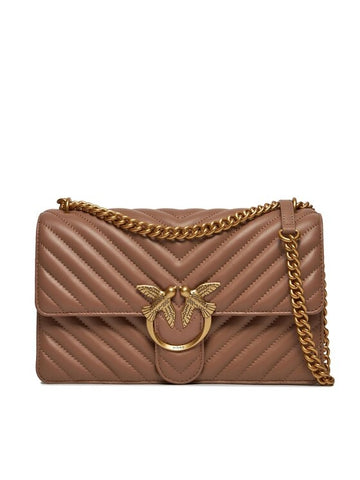 PINKO CLASSIC LOVE BAG ONE CHEVRON 100941 A0GK L48Q LEATHER