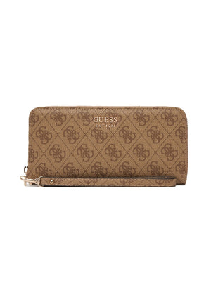 PORTAFOGLIO DONNA ZIP AROUND GUESS BRENTON LG9648146 LATTE LOGO