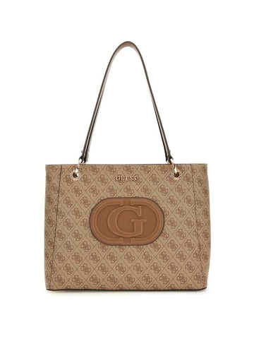 GUESS WOMEN'S ECO MIETTA BAG ESG951325 MILK LOGO BROWN