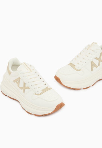 SCARPE DONNA ARMANI EXCHANGE XW003106 AF27406 MZ128 OFF WHITE-PALE GOLD