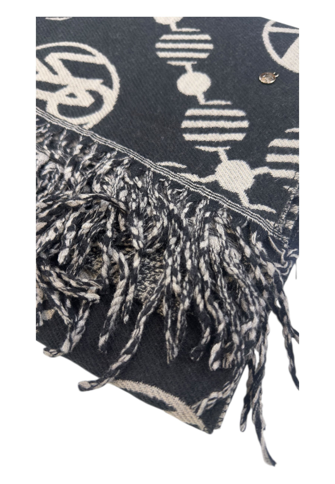 SCIARPA DONNA YNOT REVERSIBILE CON FRANGE LOGO LOG-114F6 BLACK