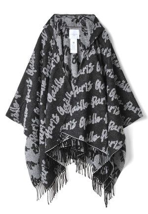 PONCHO MANTELLA CON CAPPUCCIO DONNA GAELLE GAACW02540 NERO