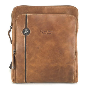 BORSELLO TRASVERSALE UOMO IN PELLE BEVERLY HILLS POLO CLUB BH-381 BRANDY