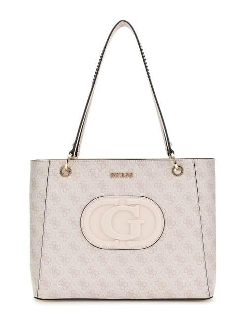 GUESS WOMEN'S ECO MIETTA BAG ESG951325 DOVE LOGO-STONE