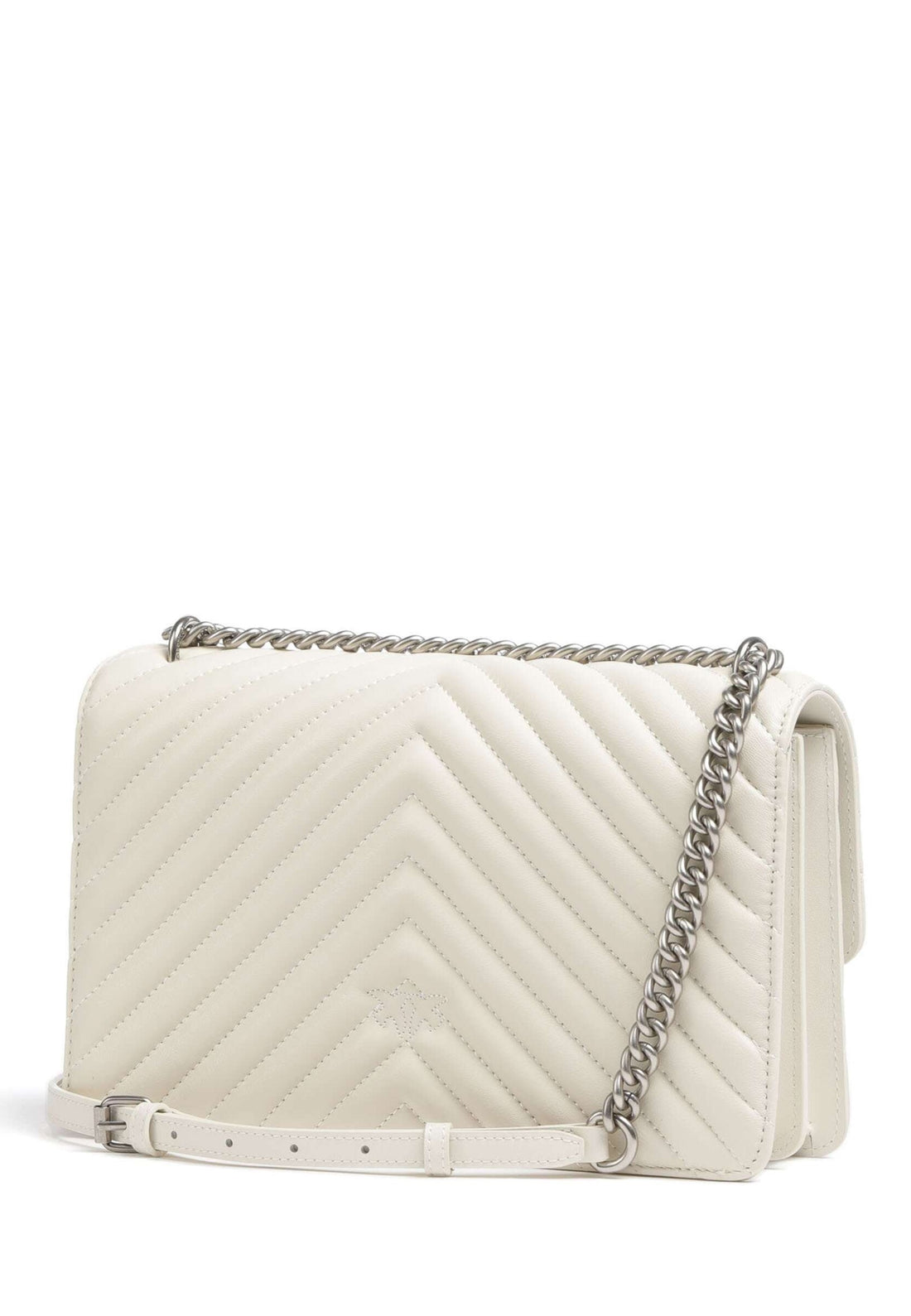 BORSA PINKO LOVE MINI CHEVRON 100074 A0GK Z14O BIANCO-SILVER