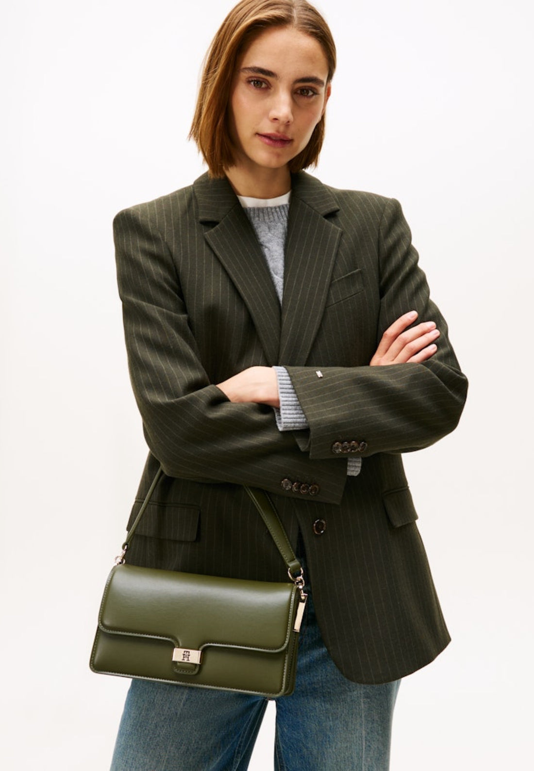 BORSA A SPALLA TRACOLLINA DONNA TOMMY HILFIGER AW0AW18029 MT1 VERDE