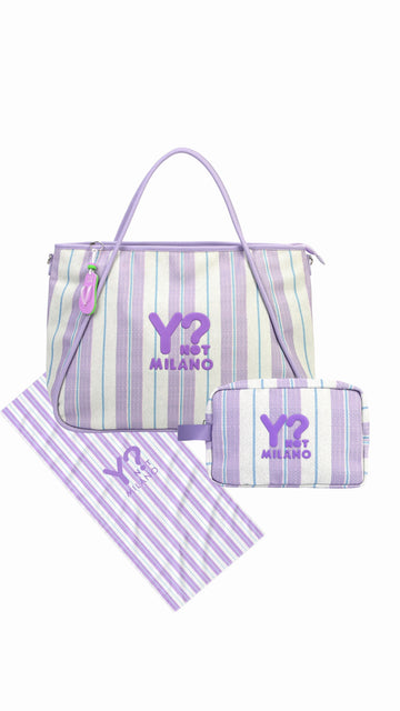 COORDINATO MARE BORSA GRANDE+ NECESSAIRE+ TELO MARE MISTRAL LILLA