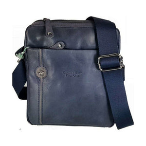 BORSELLO TRASVERSALE UOMO IN PELLE BEVERLY HILLS POLO CLUB BH-382 BLU