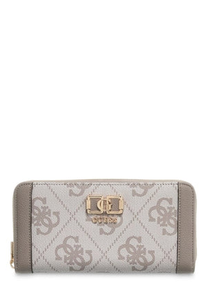 PORTAFOGLIO DONNA ZIP AROUND GUESS KARNILLA LOGO OS9901146 DARK TAUPE LOGO