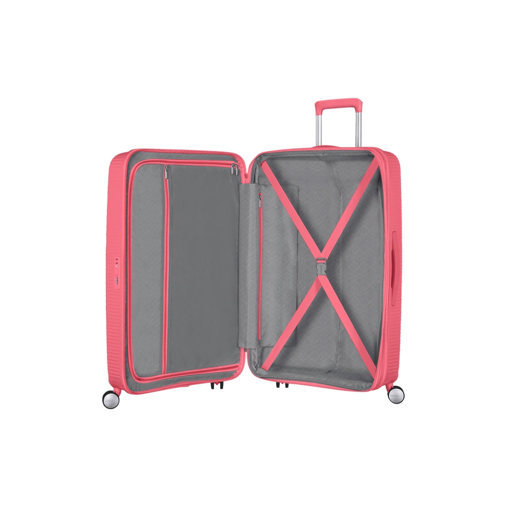 VALIGIA TROLLEY AMERICAN TOURISTER RIGIDA MEDIA SOUNDBOX  88473 SUN KISSED CORALLO 67CM