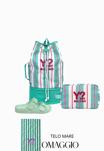 COORDINATO MARE SACCA ZAINO + NECESSAIRE+SANDALI  YNOT MISTRAL AQUA