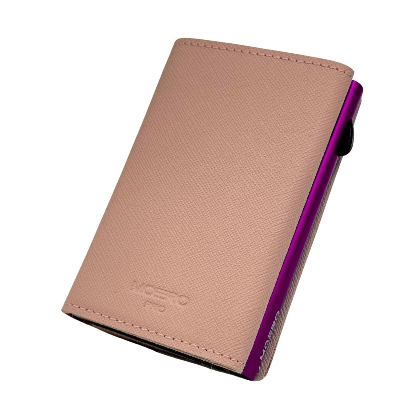 PORTAFOGLIO MOERO PRO CON ZIP SAFFIANO ROSA CON SCOCCA VIOLA