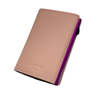 PORTAFOGLIO MOERO PRO CON ZIP SAFFIANO ROSA CON SCOCCA VIOLA