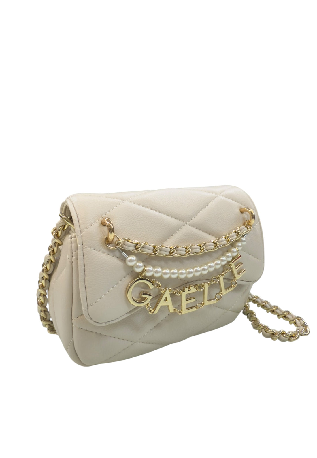 BORSA TRACOLLINA GAELLE MATELASSè E PERLE GAACW02442 BURRO