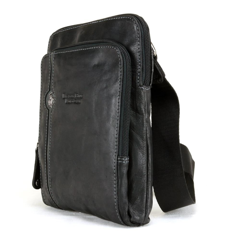 BORSELLO TRASVERSALE UOMO IN PELLE BEVERLY HILLS POLO CLUB BH-380 NERO