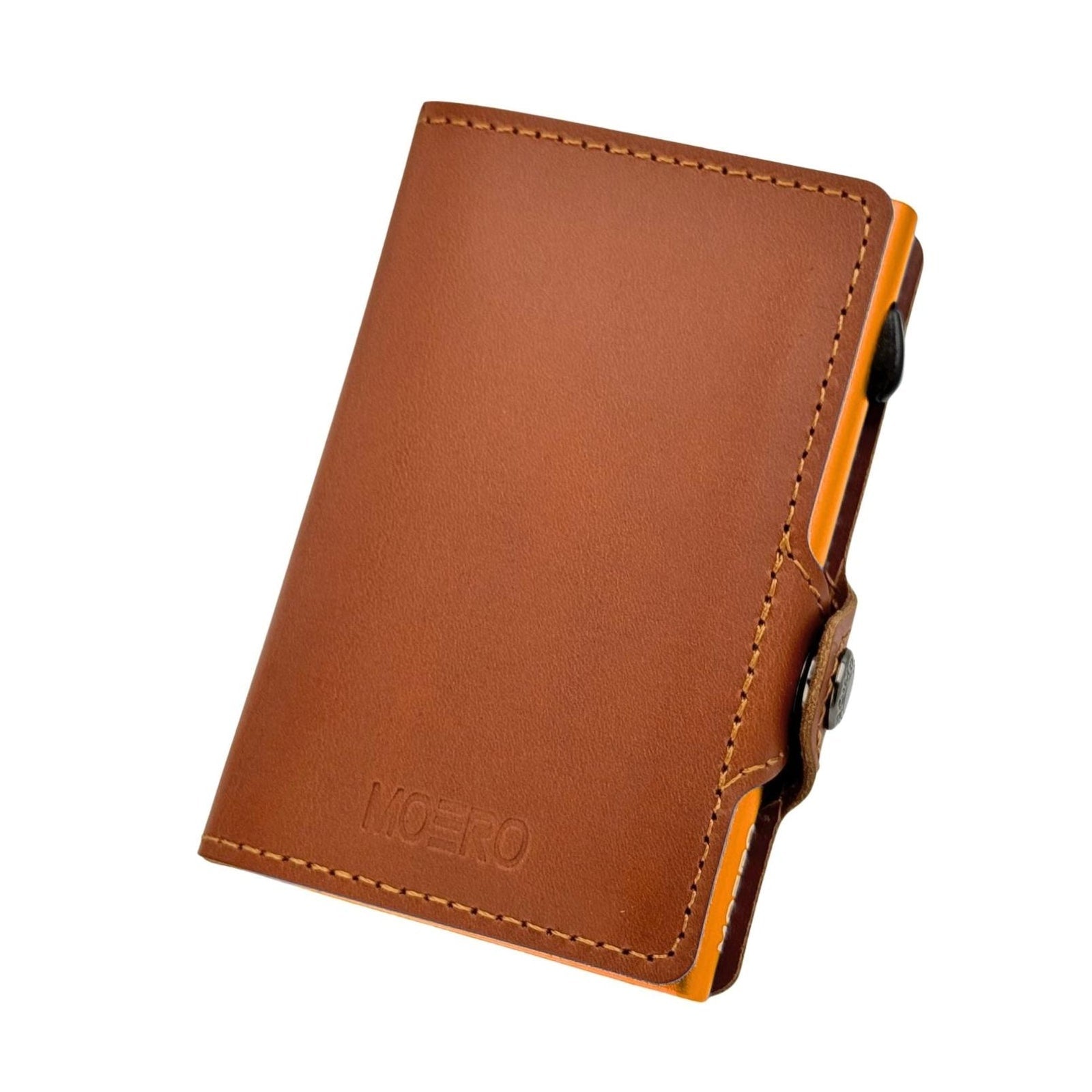 PORTAFOGLIO MOERO PRESTIGE CON ZIP MARRONE CON SCOCCA ARANCIONE