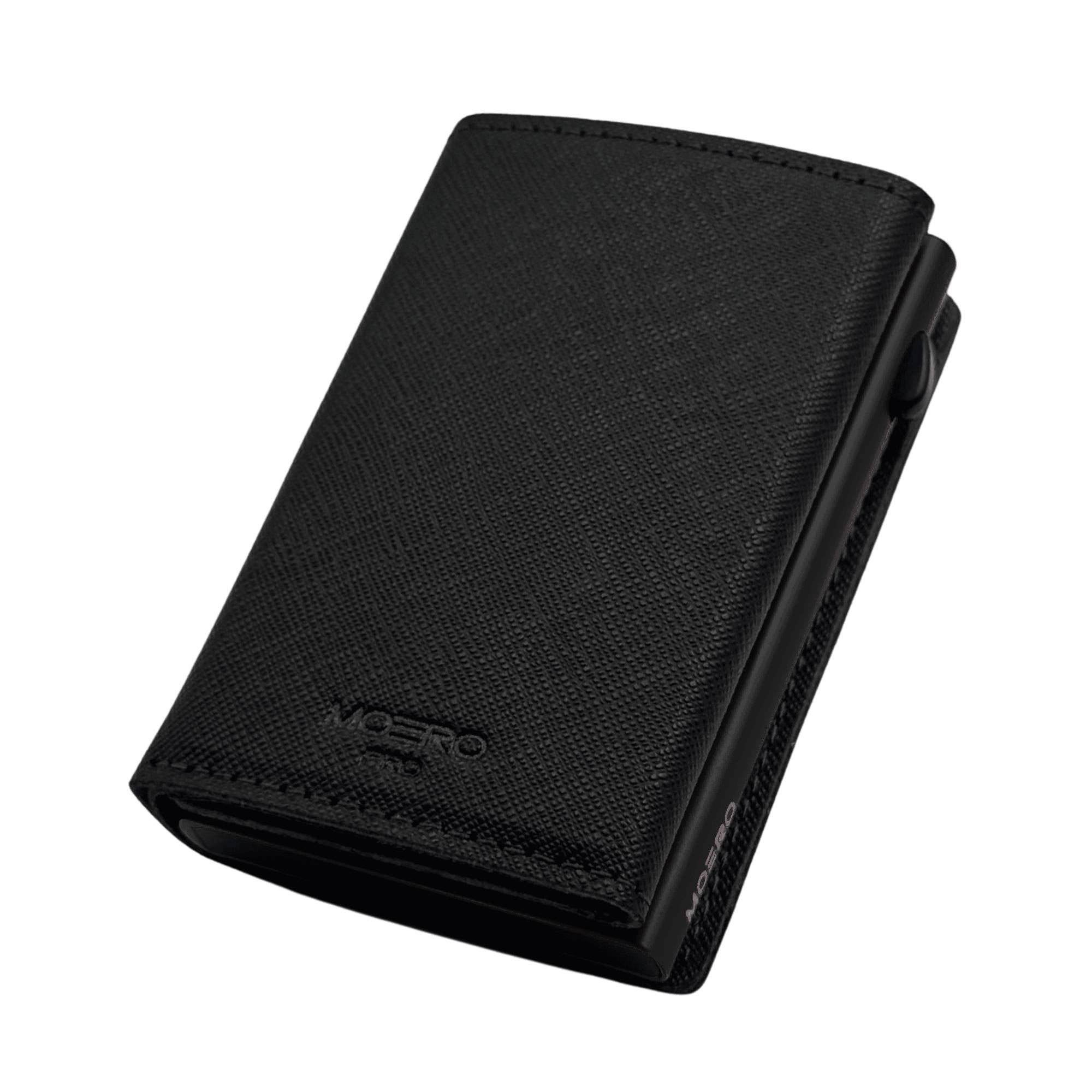 PORTAFOGLIO MOERO PRO PLUS CON ZIP SAFFIANO SPLIT NERO E BLU SCOCCA NERO