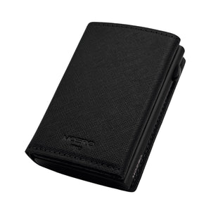 PORTAFOGLIO MOERO PRO PLUS CON ZIP SAFFIANO SPLIT NERO E BLU SCOCCA NERO