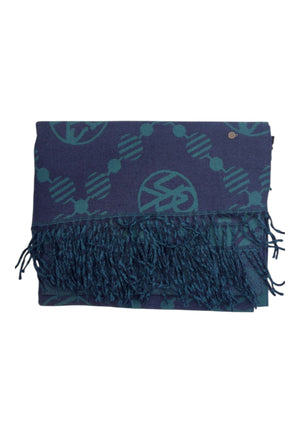 SCIARPA DONNA YNOT REVERSIBILE CON FRANGE LOGO LOG-114F6 DEEP