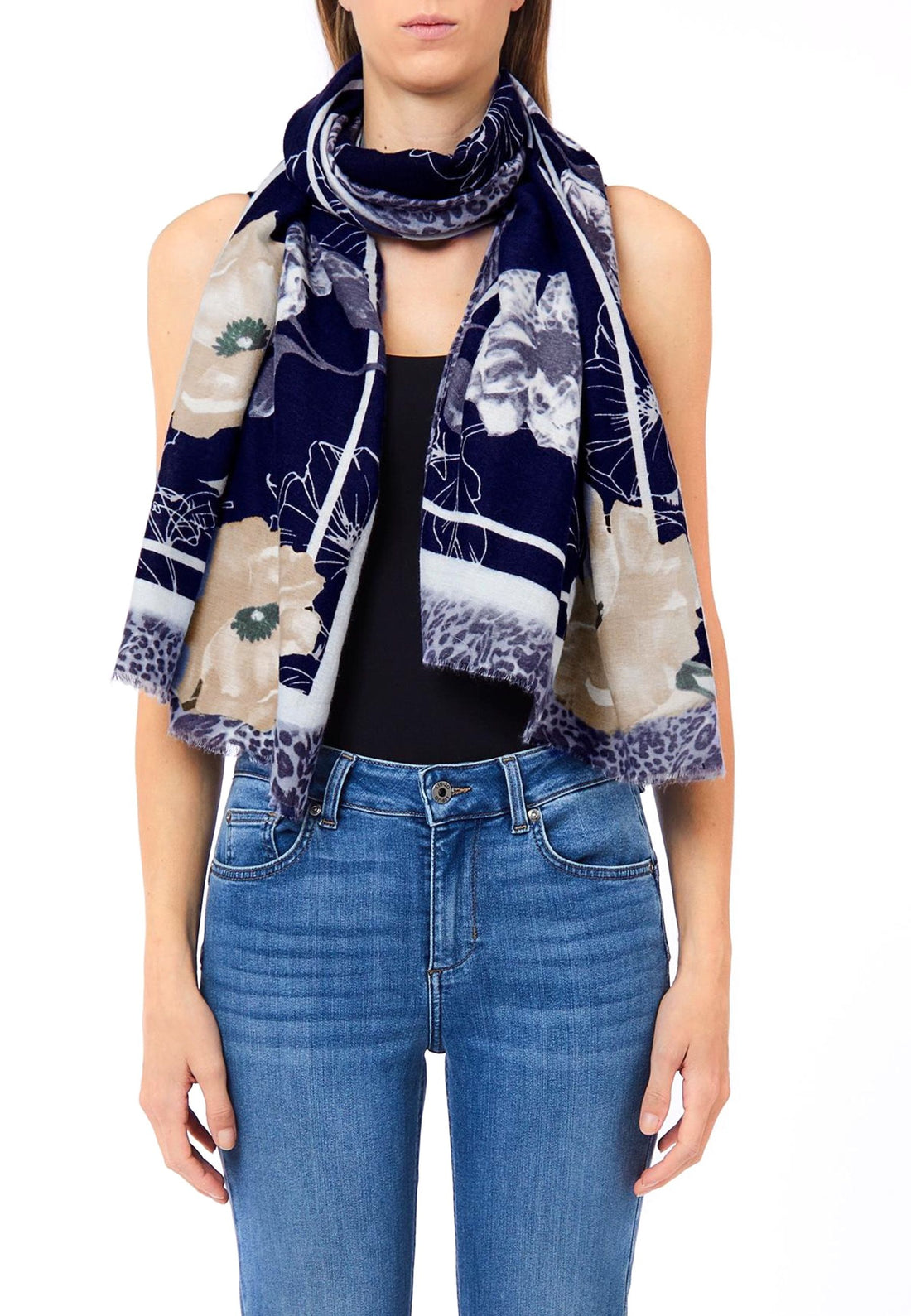 PASHMINA STOLA DONNA LOGO LIU-JO 2F6065_T2745 90013 MIDNIGHT