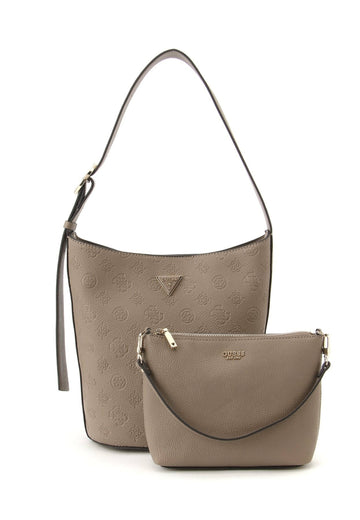 BORSA SECCHIELLO DONNA GUESS CRESIDIA II PD988804 DARK TAUPE LOGO