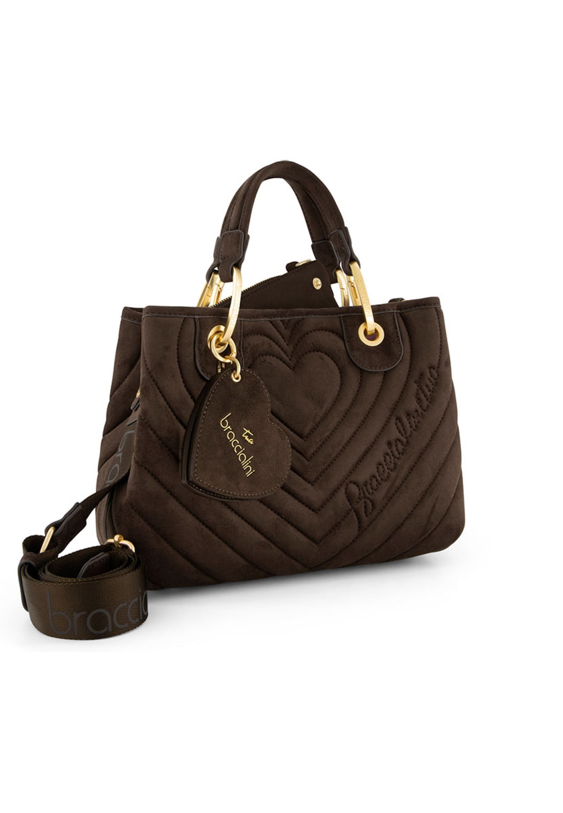 BORSA A MANO E TRACOLLA MEDIA BRACCIALINI BETH MATELASSE' B19251 CIOCCOLATO