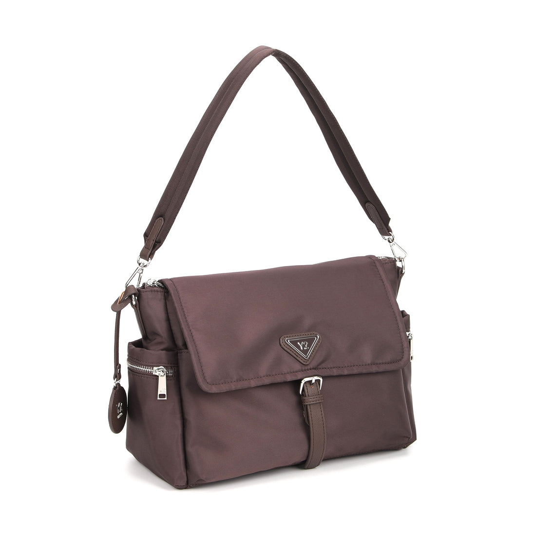 BORSA A SPALLA E TRACOLLA NYLON DONNA YNOT STE-007F7 CHOCO