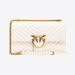 BORSA PINKO CLASSIC LOVE BAG ONE CHEVRON 100941 A0GK BIANCO