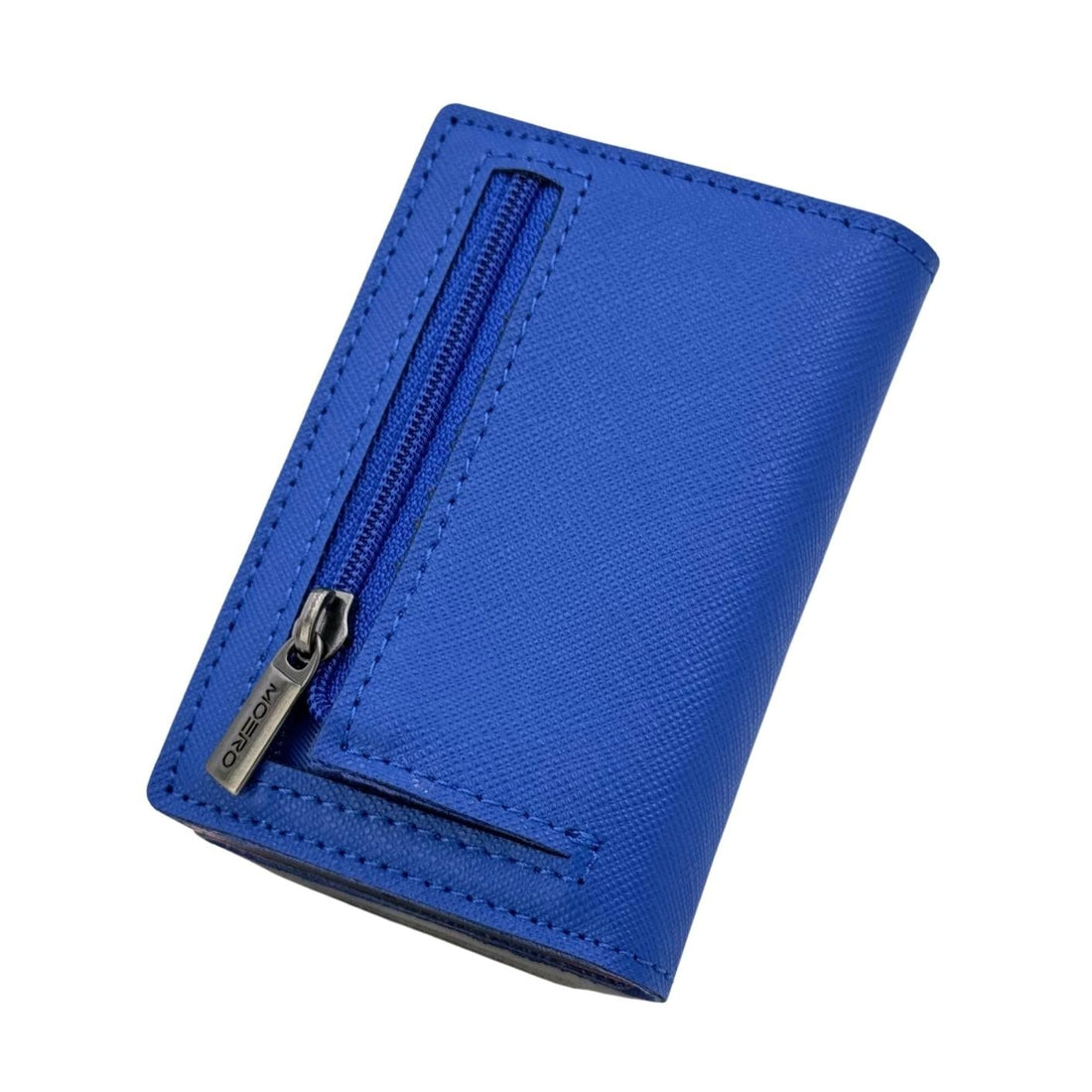 PORTAFOGLIO MOERO PRO SAFFIANO CON ZIP BLU SHOCK-NERO