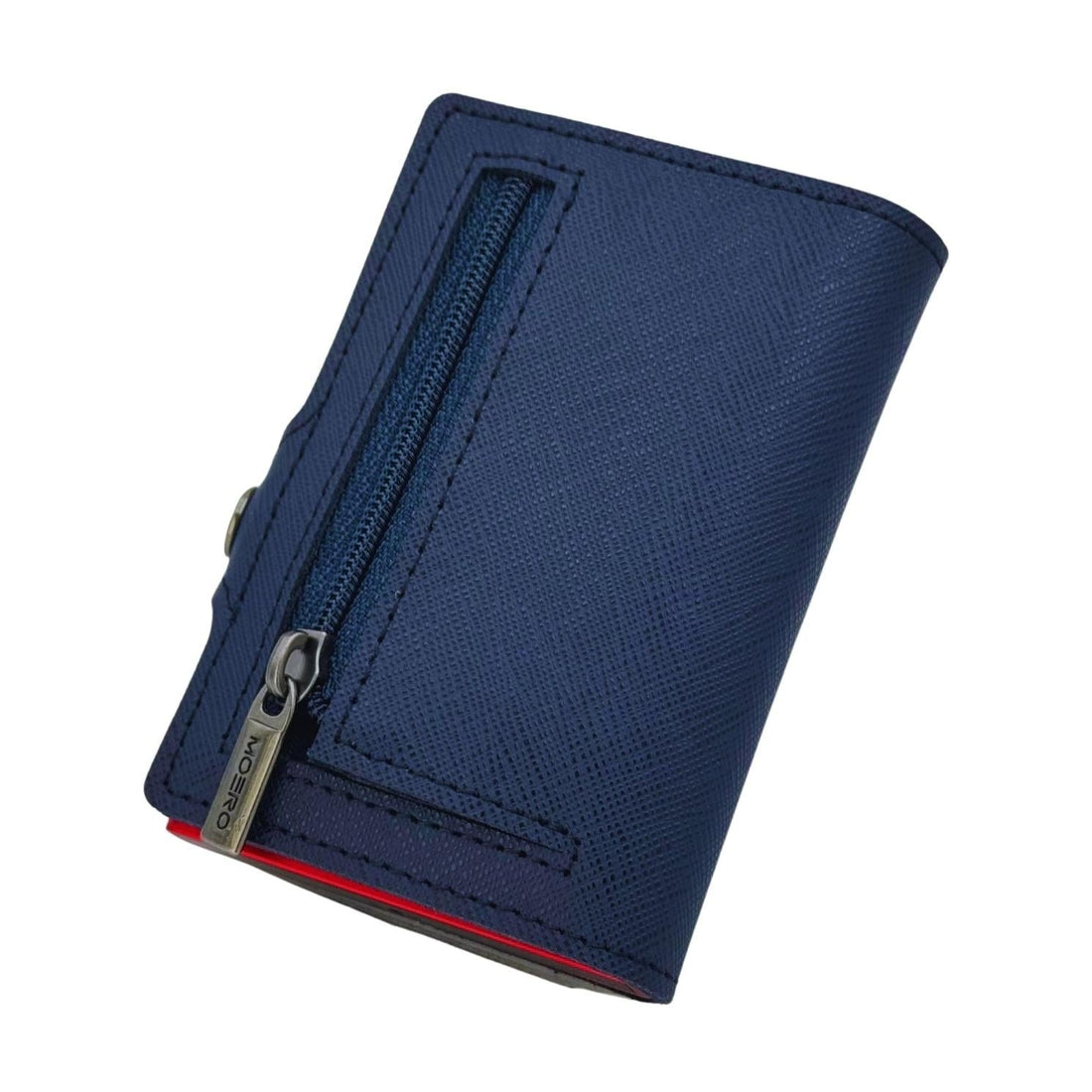 PORTAFOGLIO MOERO CLASSICO SAFFIANO CON BOTTONCINO BLU-NERO