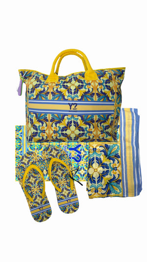 COORDINATO MARE BORSA +SANDALI+ PAREO+INFRADITO YNOT LIPARI YELLOW